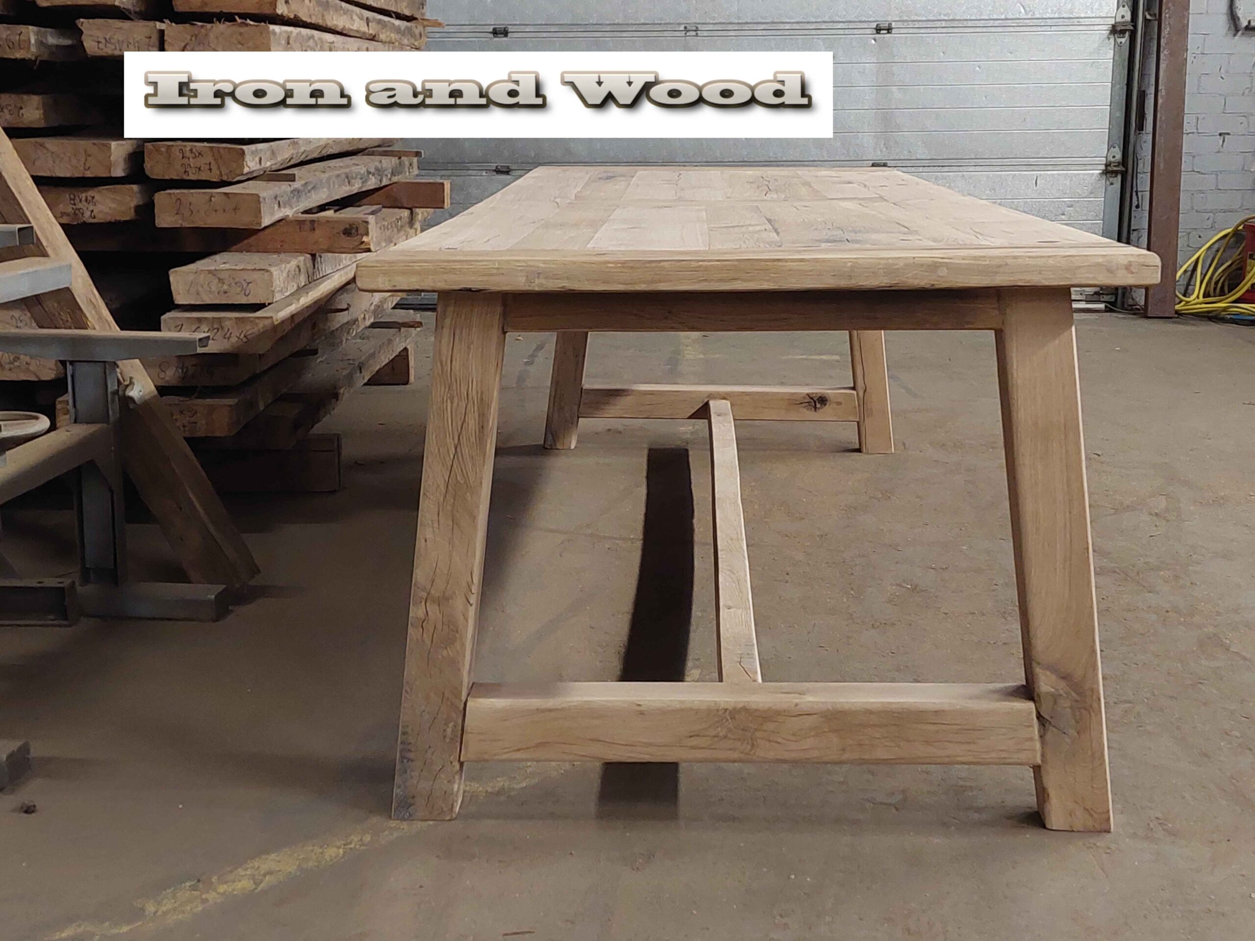 Oud eiken kloostertafel "Gotenburg" - Afbeelding 5