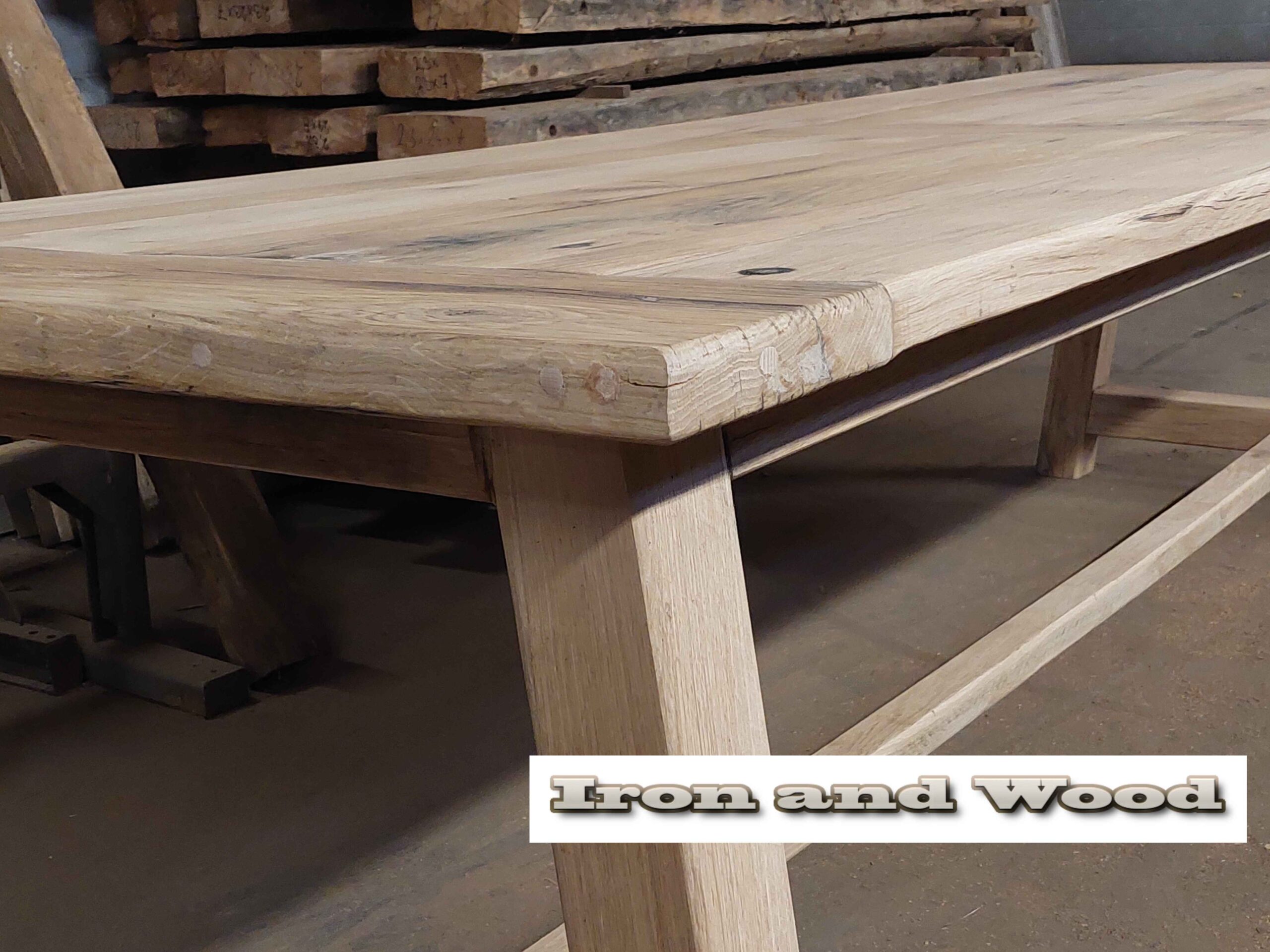 Oud eiken kloostertafel "Gotenburg" - Afbeelding 6