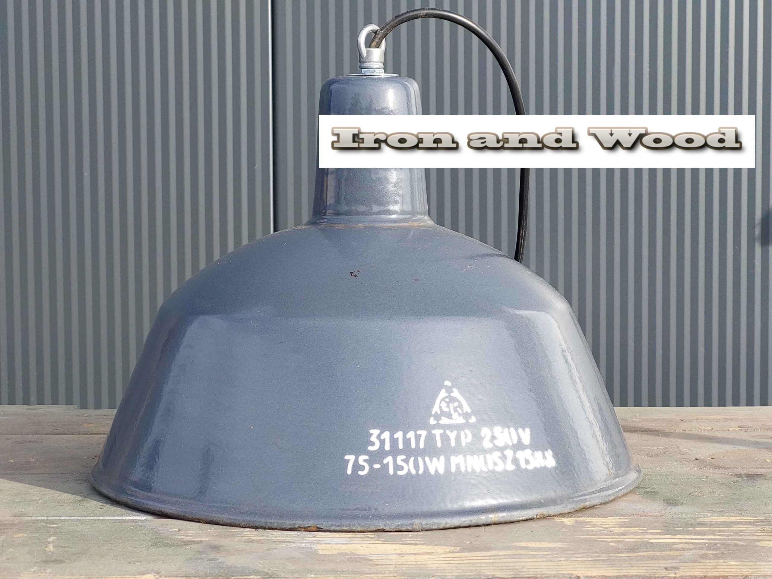 Vintage emaille blauwe oude lamp - Afbeelding 3