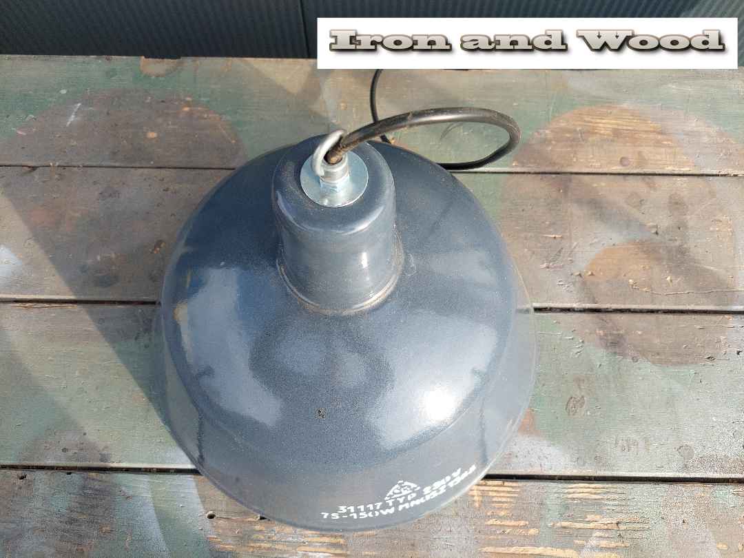 Vintage emaille blauwe oude lamp - Afbeelding 4