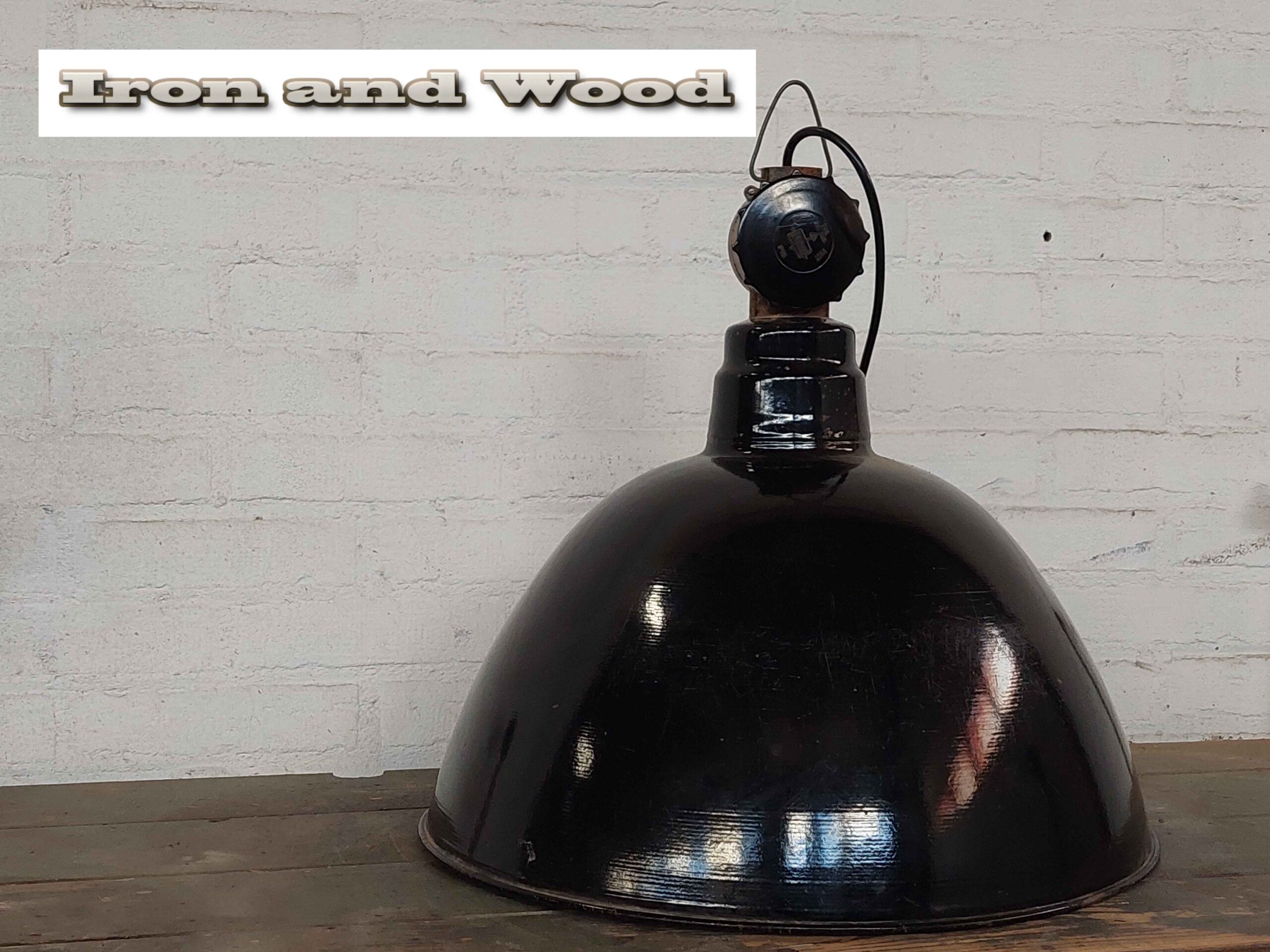 Zwarte industriele oude emaille LBL lamp / fabriekslamp - Afbeelding 10