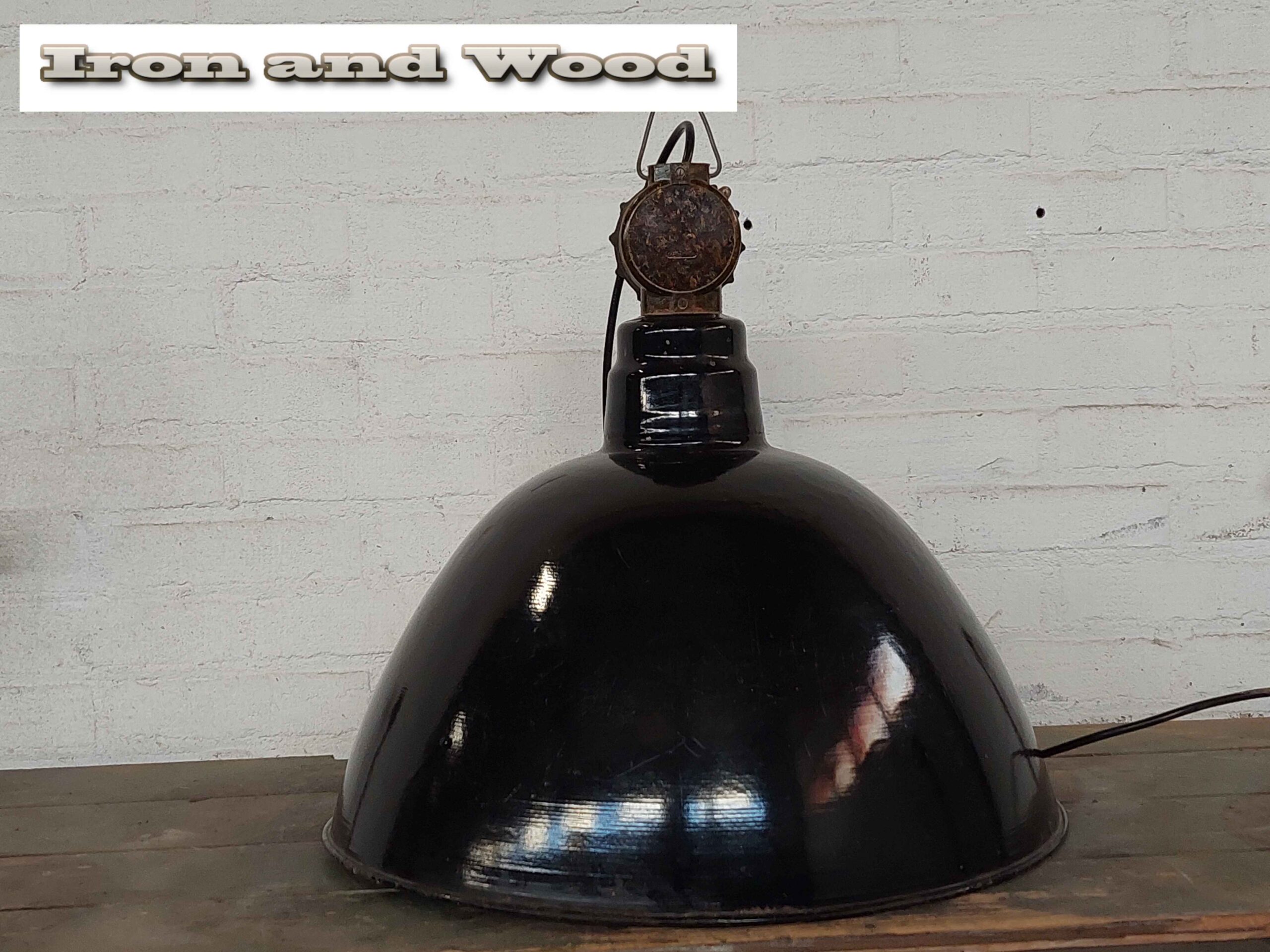 Zwarte industriele oude emaille LBL lamp / fabriekslamp - Afbeelding 4
