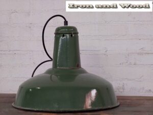 Emaille groene oude brocante lamp