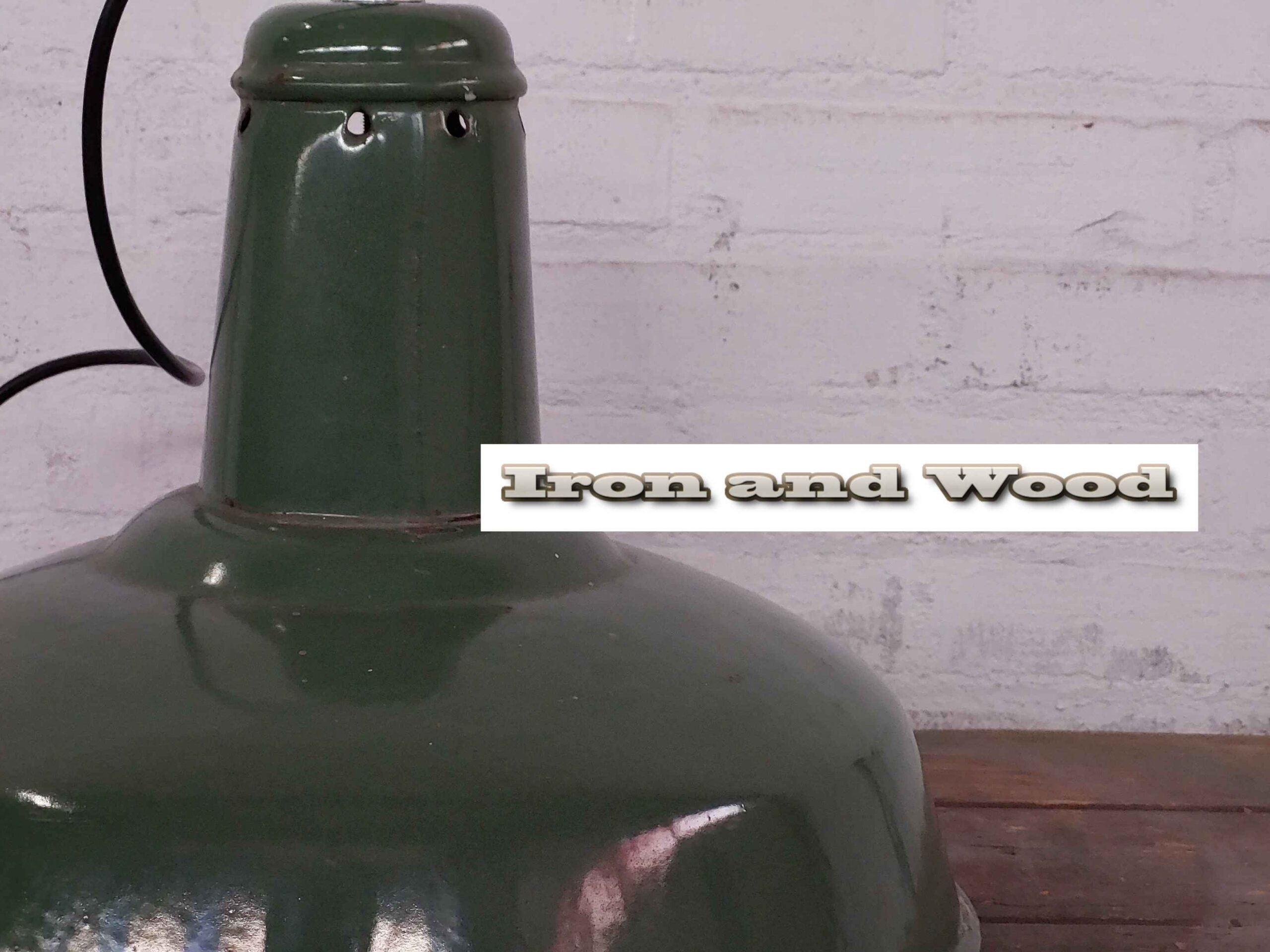 Emaille groene oude brocante lamp - Image 5